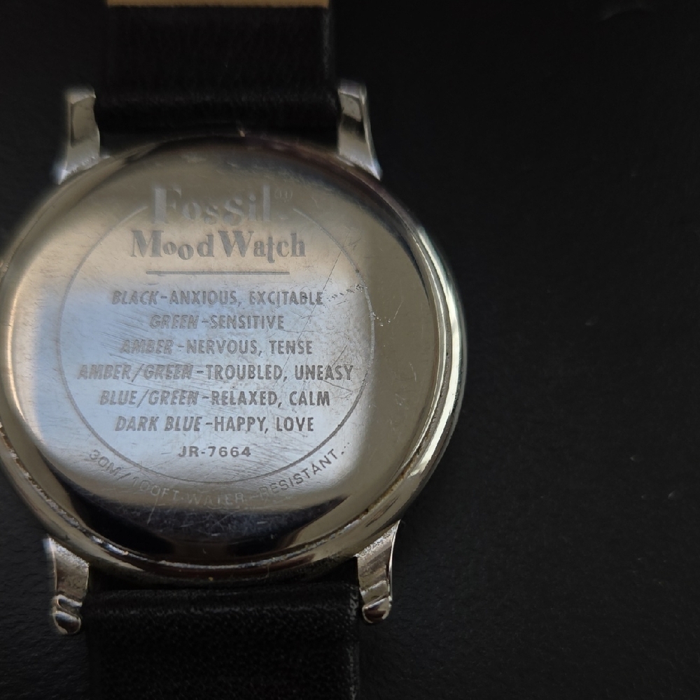Fossil Mood Watch with Black Strap and Silver Case - Picture 3 of 8